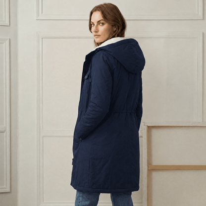 Parka déperlante à capuchon doublée en sherpa