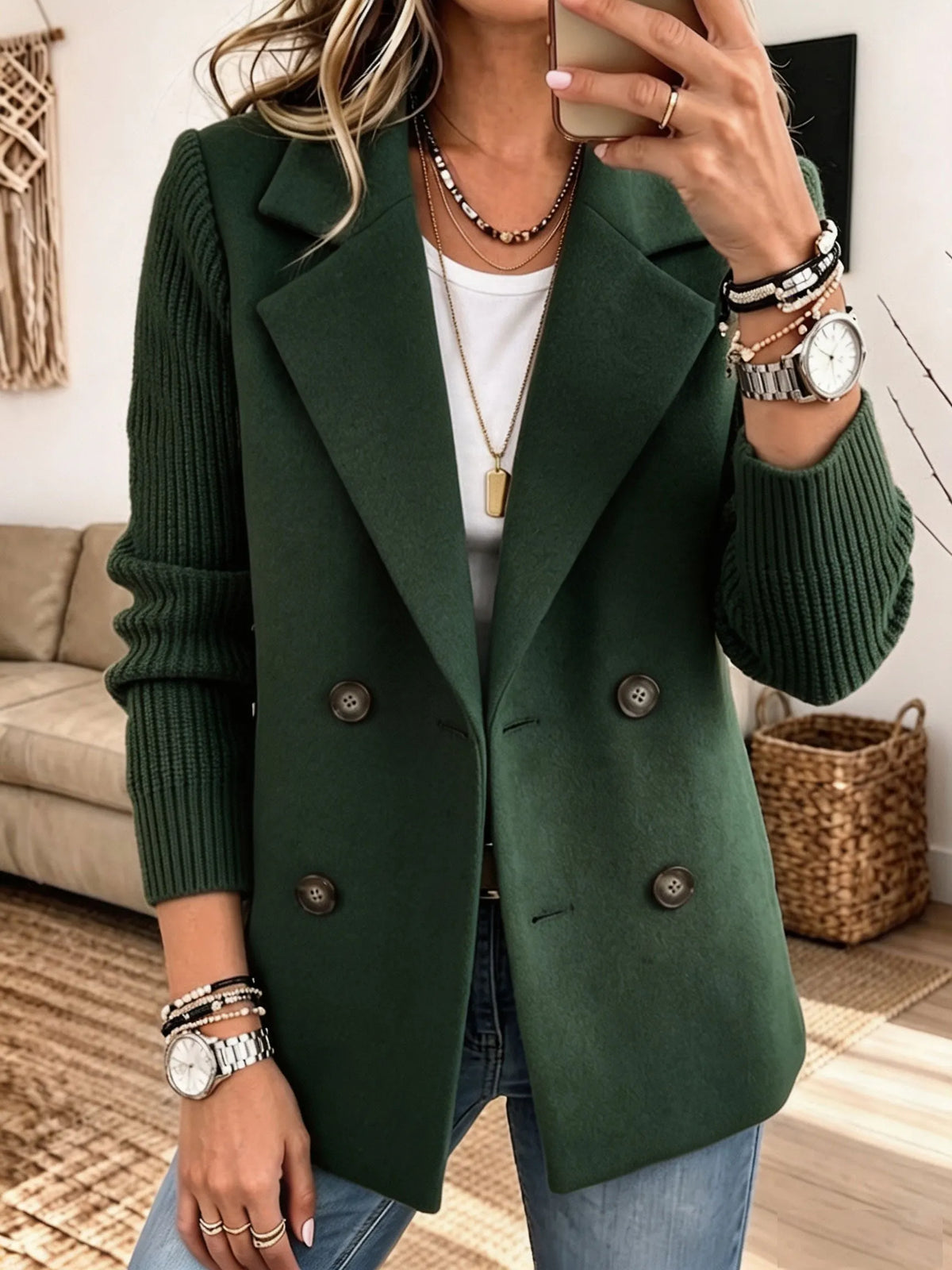 Blazer croisé à manches en tricot