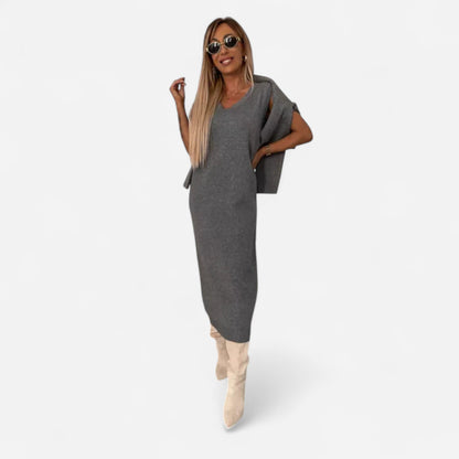 Robe longue et chandail court assorti