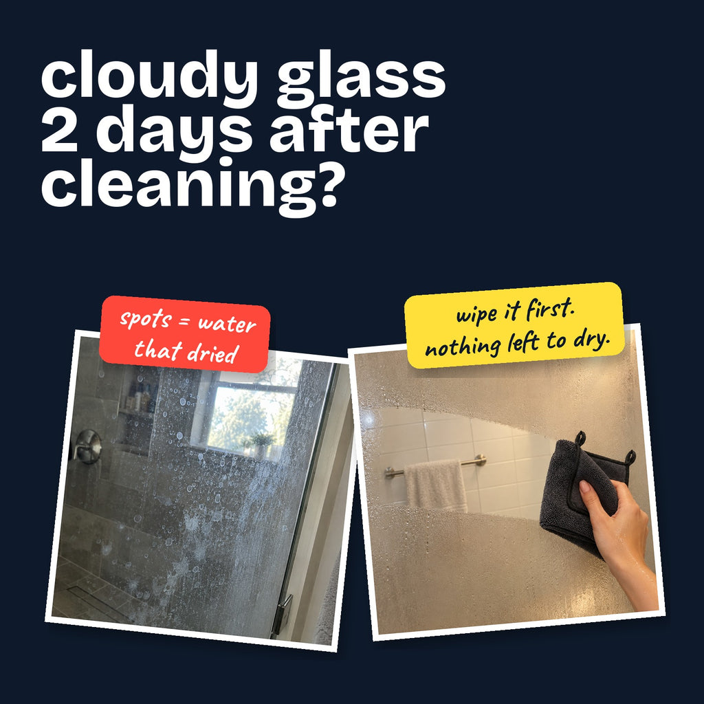 Why shower glass gets cloudy: water that dries leaves spots
