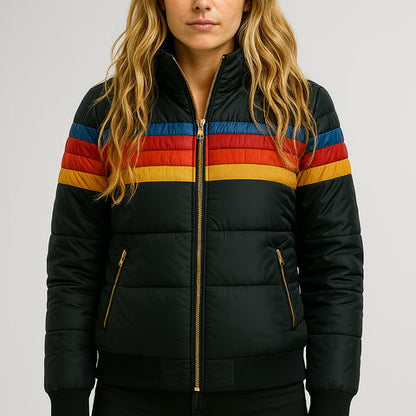 Manteau matelassé à rayures rétro