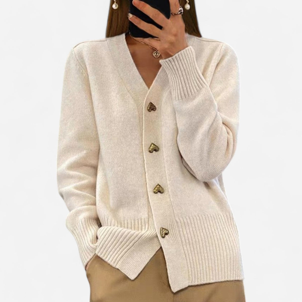 Cardigan en tricot à boutons dorés