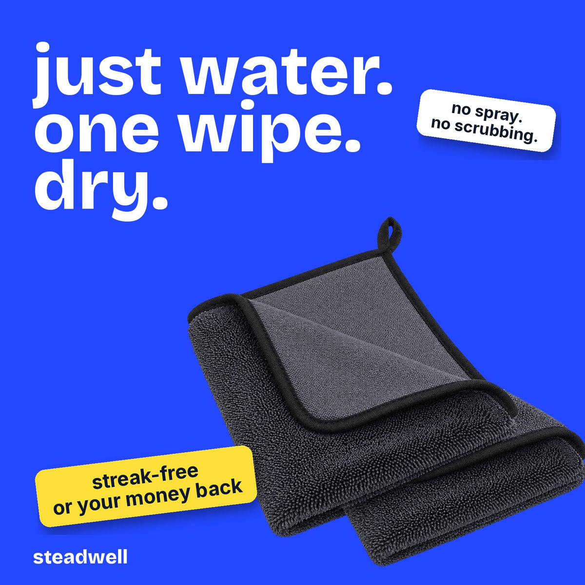 The Steadwell Cloth: just water, one wipe, dry