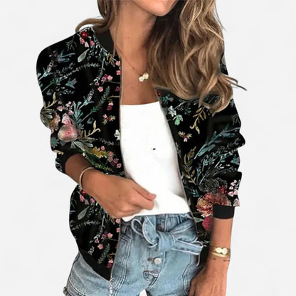 Blouson zippé imprimé fleuri