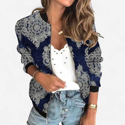 Blouson zippé imprimé fleuri