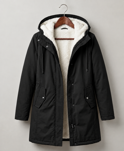 Parka déperlante à capuchon doublée en sherpa