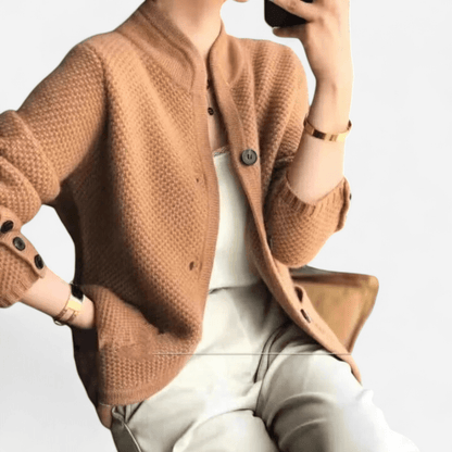 Cardigan zippé en tricot gaufré