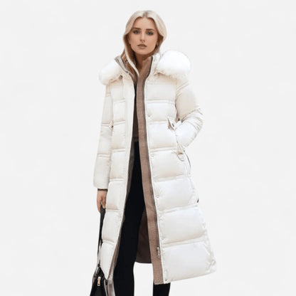 Manteau d'hiver long à col en fausse fourrure
