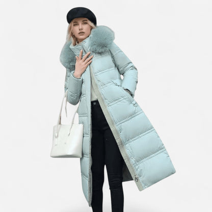 Manteau d'hiver long à col en fausse fourrure