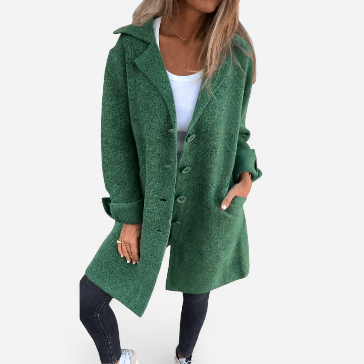 Manteau long à revers en coton