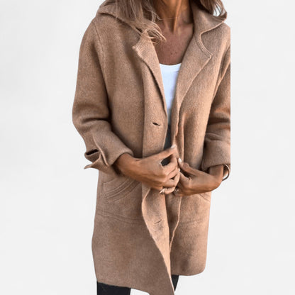 Manteau long à revers en coton