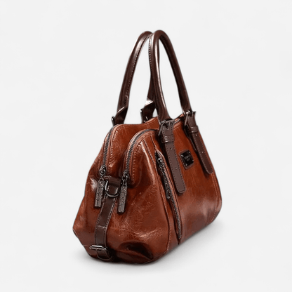 Sac à main en cuir noir multipoches