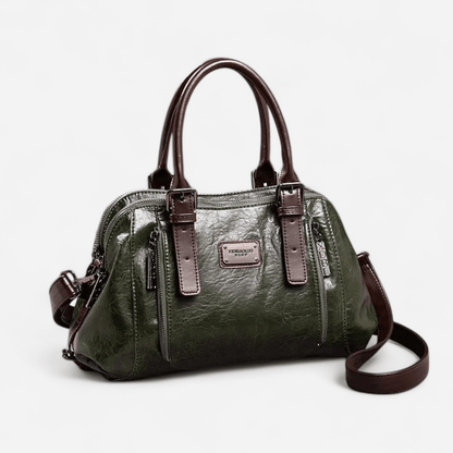 Sac à main en cuir noir multipoches