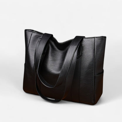 Sac fourre-tout en cuir à poches latérales