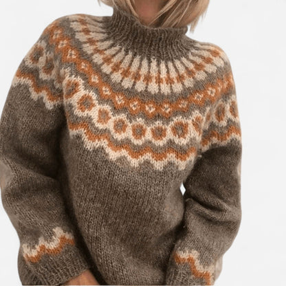 Chandail jacquard col montant