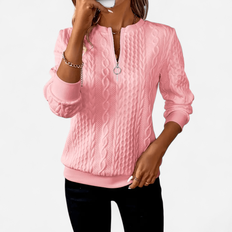 Chandail demi-zip en tricot torsadé