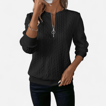 Chandail demi-zip en tricot torsadé
