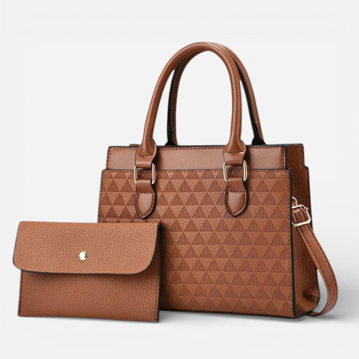 Sac à main matelassé et pochette assortie