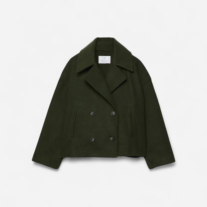 Manteau court croisé en lainage