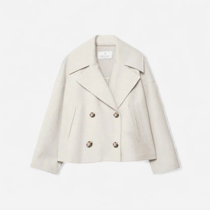 Manteau court croisé en lainage