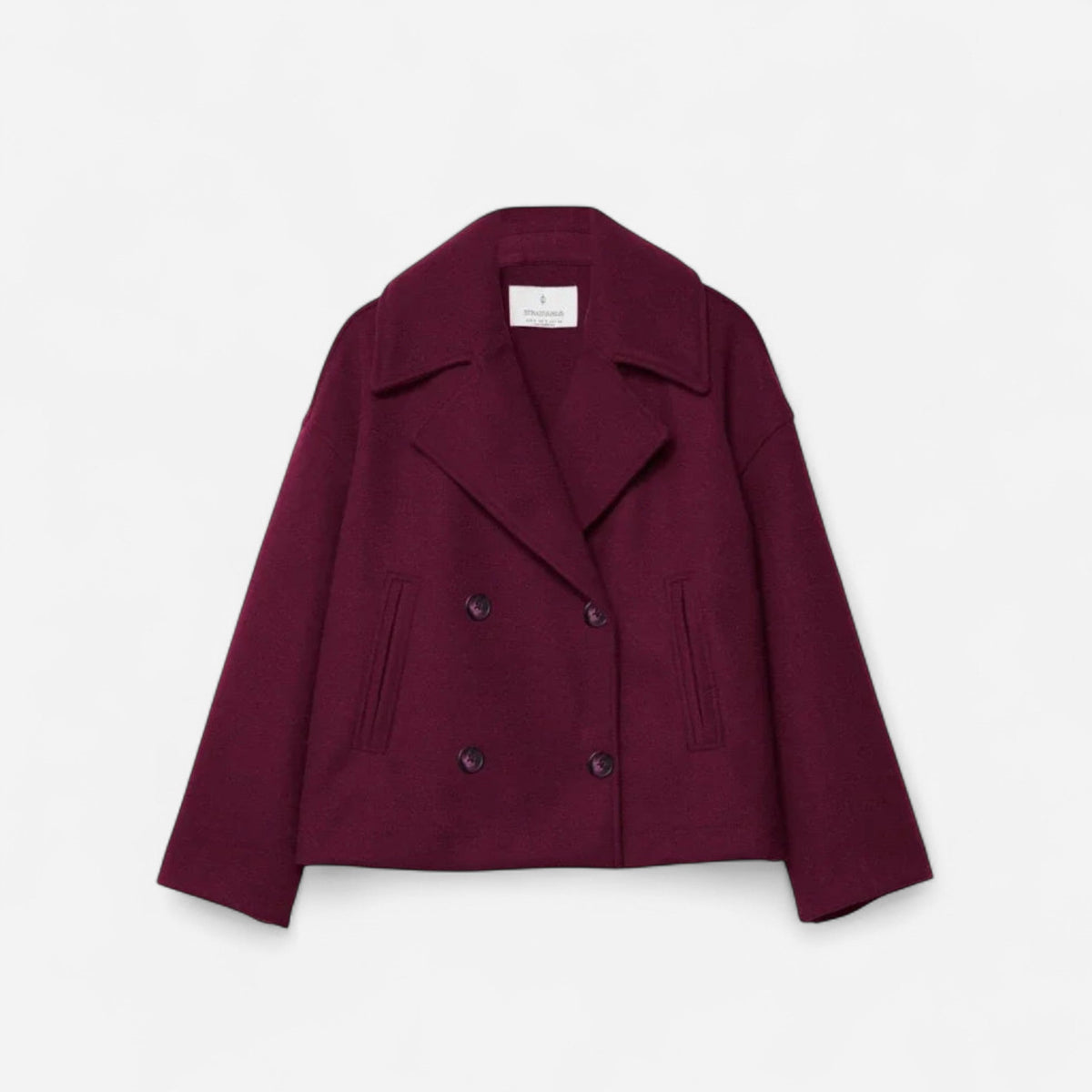 Manteau court croisé en lainage