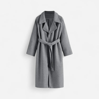 Manteau long en laine ceinturé