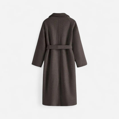 Manteau long en laine ceinturé