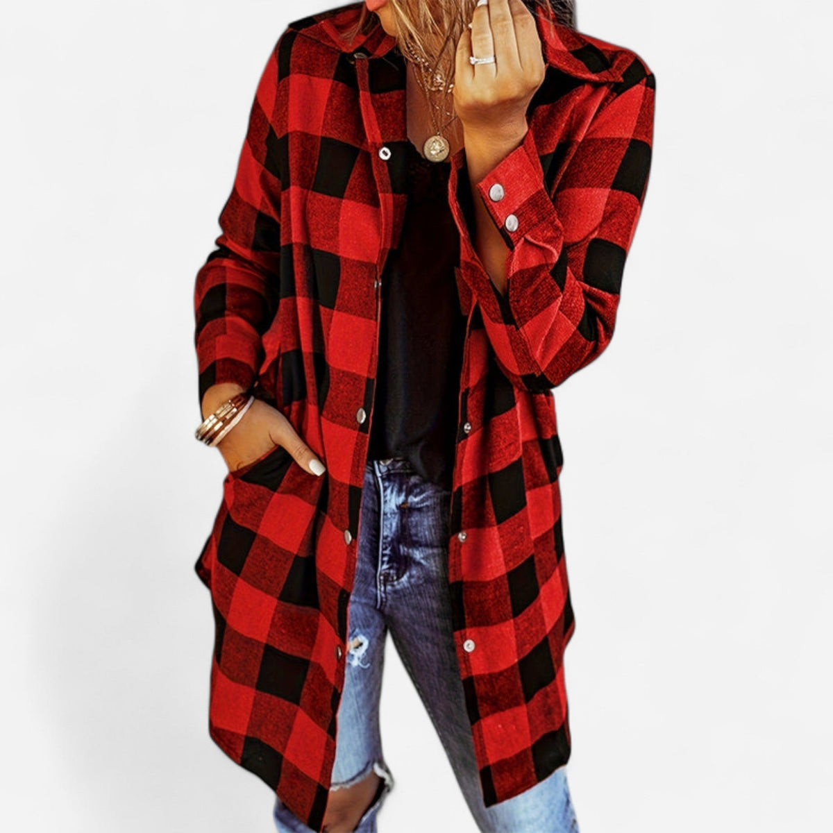 Chemise carreautée longue