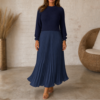 Robe longue plissée à haut en tricot