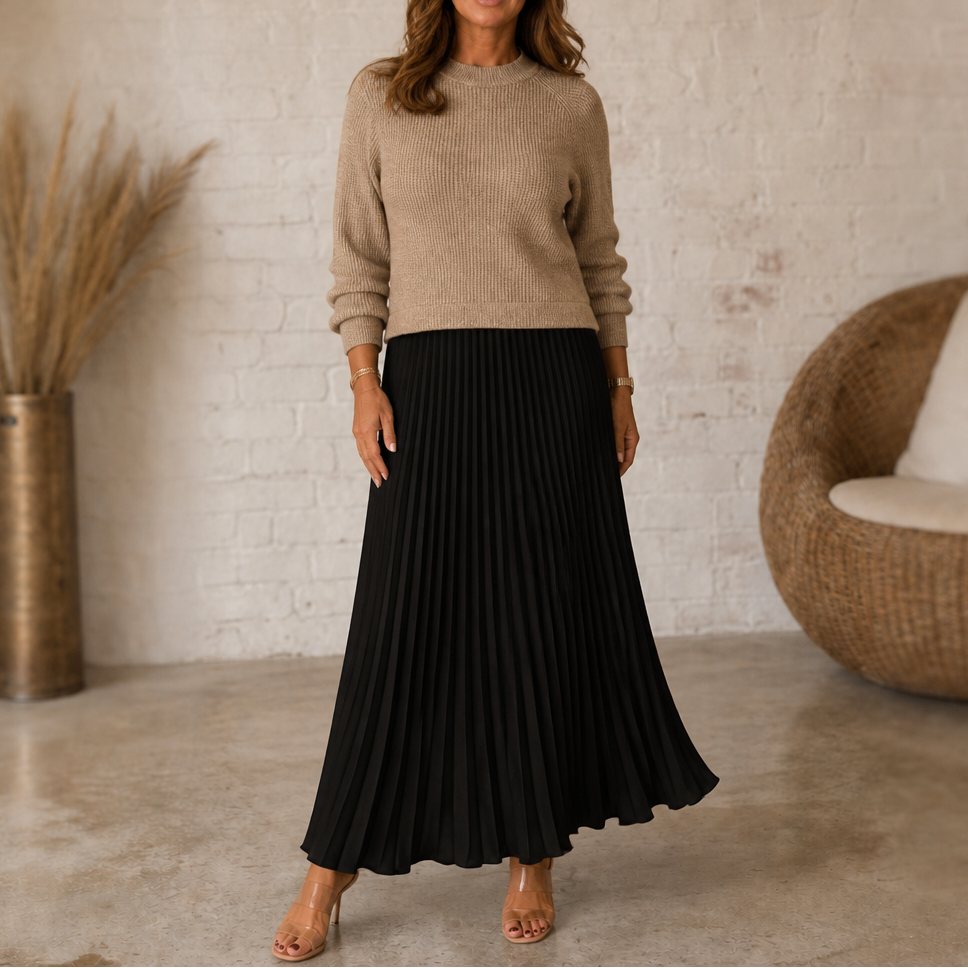 Robe longue plissée à haut en tricot